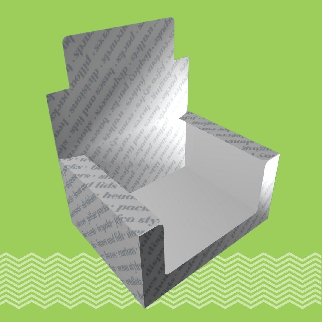 Cardboard carton packaging printer and Cardboard carton manufacturer. Cartons with carry handle CRASH LOCK COUNTER DISPLAY. Tams Packaging.