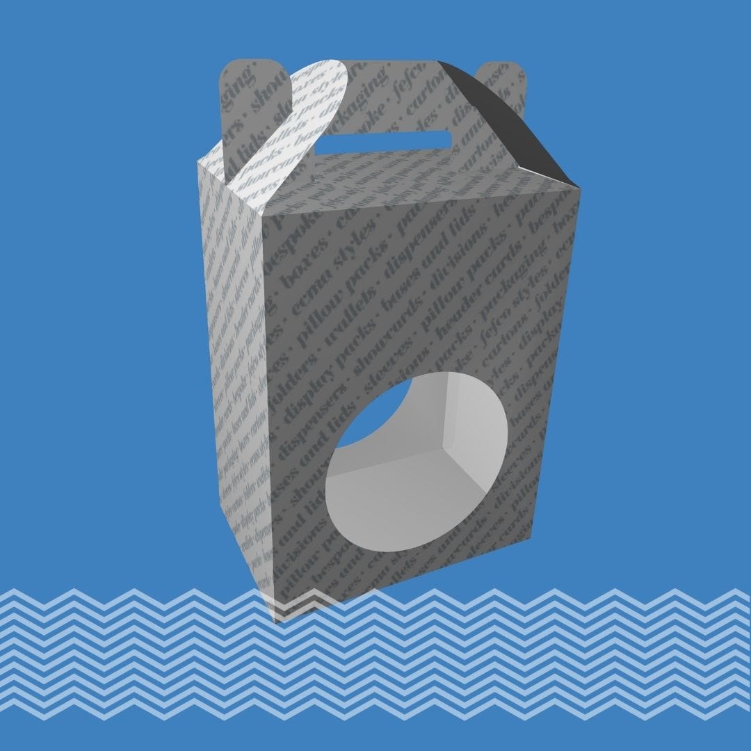 Cardboard carton packaging printer and Cardboard carton manufacturer. Cartons with carry handle CRASH LOCK WITH CARRY HANDLE MK1. Tams Packaging.