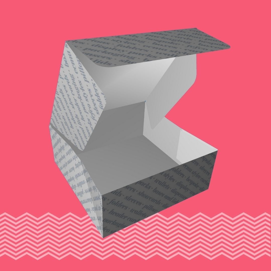 Cardboard carton packaging printer and Cardboard carton manufacturer. Cartons with headers CORNER GLUED WITH HINGED LID. Tams Packaging.