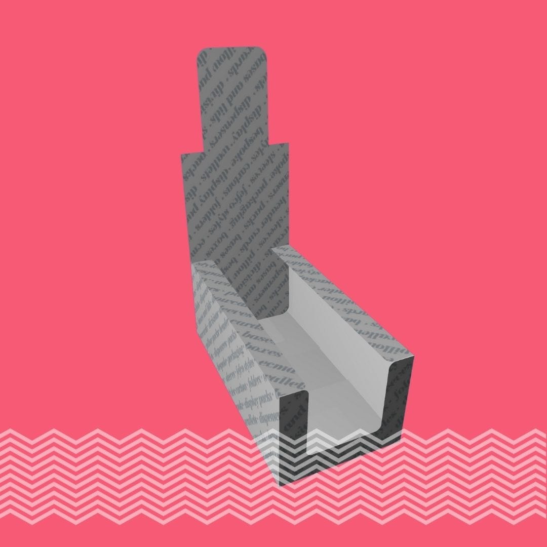 Cardboard carton packaging printer and Cardboard carton manufacturer. Cartons with carry handle ENVELOPE BASE COUNTER DISPLAY. Tams Packaging.