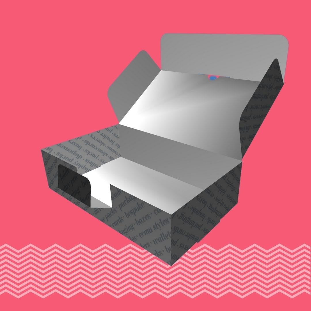 Cardboard carton packaging printer and Cardboard carton manufacturer. Cartons with headers HINGED LID BOX. Tams Packaging.